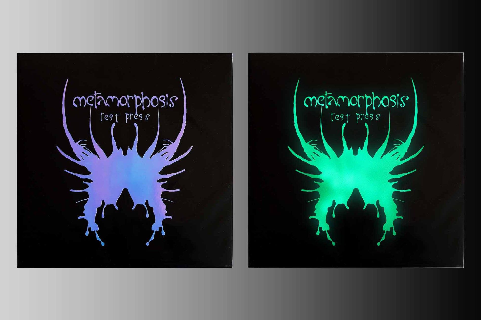 Metamorphosis Test Pressing + Custom glow-in-the-dark jacket by Ampsock Customs Human Sweat Records